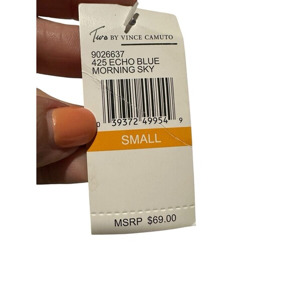 NWT Vince Camuto $69 Sz Small Striped 100% Linen Shirt Top Short‎ Sleeve #N8-1 - Picture 5 of 8